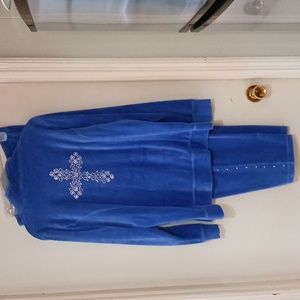 Quackery Factory Blue Velour Track/Jogger suit. Size L